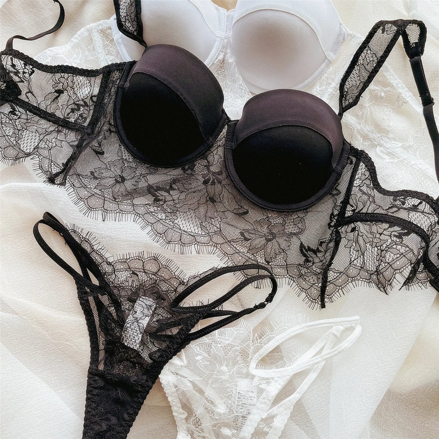 Women Lace Push Up Bra Wireless Thin Cotton Underwire Shaping Bras Anti Sagging Bralette 2 Piece Panty Set Sexy Lingerie S-XL