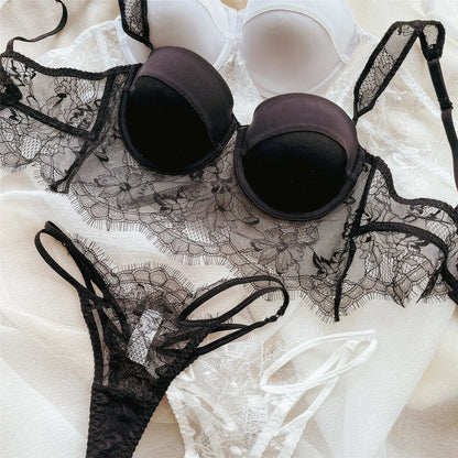 Women Lace Push Up Bra Wireless Thin Cotton Underwire Shaping Bras Anti Sagging Bralette 2 Piece Panty Set Sexy Lingerie S-XL