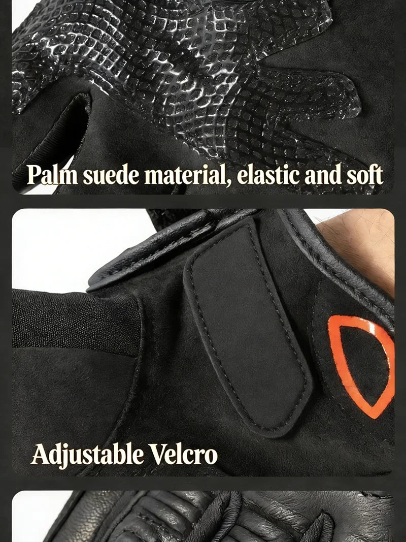 Unisex Goatskin Leather Riding Sports Biker Motorcycle Gloves Knuckle Mitten Men's Motocross Glove motogp Accessories for Summer