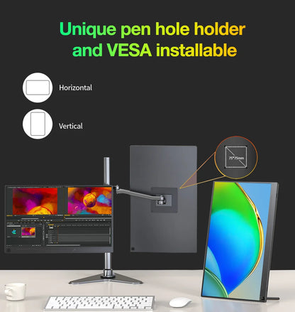 15.6 Inch 4K UHD IPS Monitor 3840x2160 | HDMI & USB-C Ports | Gaming/Office/Design Display for Xbox/PS5/PS4/Mac/PC