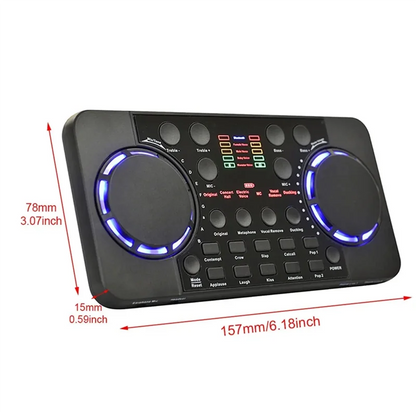 B16C-V300 Pro Sound Card Bluetooth-Compatible Audio Interface Mixer DJ Digital Effect Noise Reduction Console USB Record
