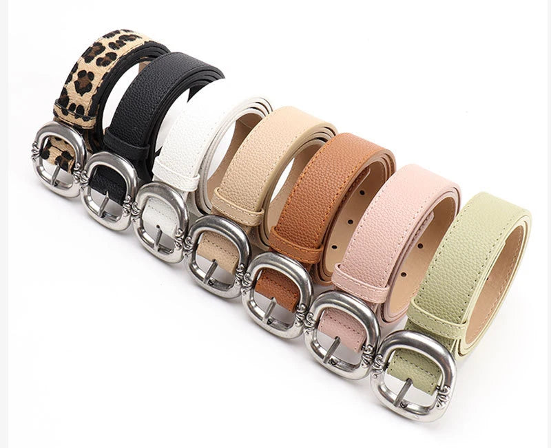 Leopard Print Belt Women's Fashion Casual Versatile Jeans Accessories Girdle Gothic Retro Pu Leather Pin Buckle Waistband