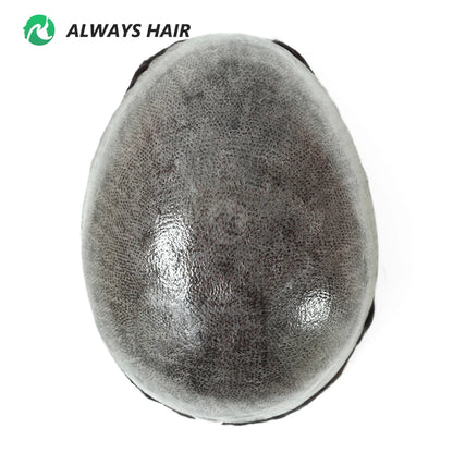I SKIN Men's Capillary Prothesis 0.12-0.14mm Indian Human Hair 130% Hair Density Men Toupee 6x8 6x9 7x9 7x10 8x10 Size Wig Man