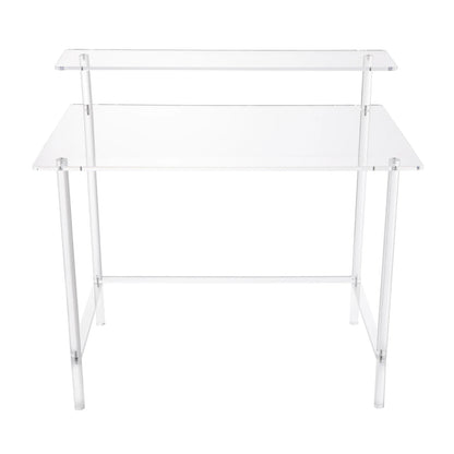 Acrylic Desk 2-Tier Computer Desk Home Office Clear Desk 31.5*19.69*34.65in Writing Table Vanity Desk Study Desk