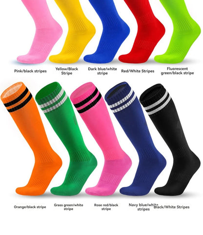 Loogdeel Kids Youth Adult Soccer Socks Stripe Knee High Softball Baseball Sports Socks Breathable Football Socks for Men Women