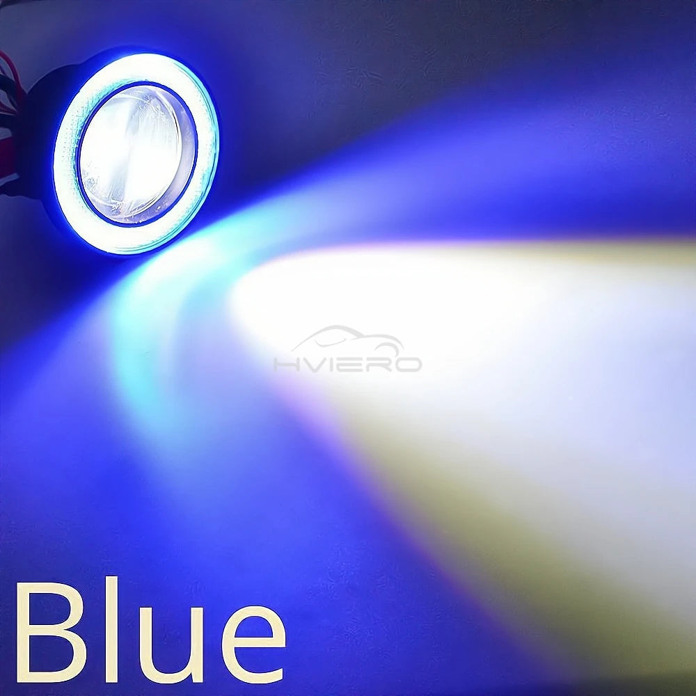 2Pcs Auto 30W Car Driving DRL Fog Lights COB Angel Eye 64/76/89mm Ambient Lamps Waterproof Daytime Running Bulb Headlight DC 12V