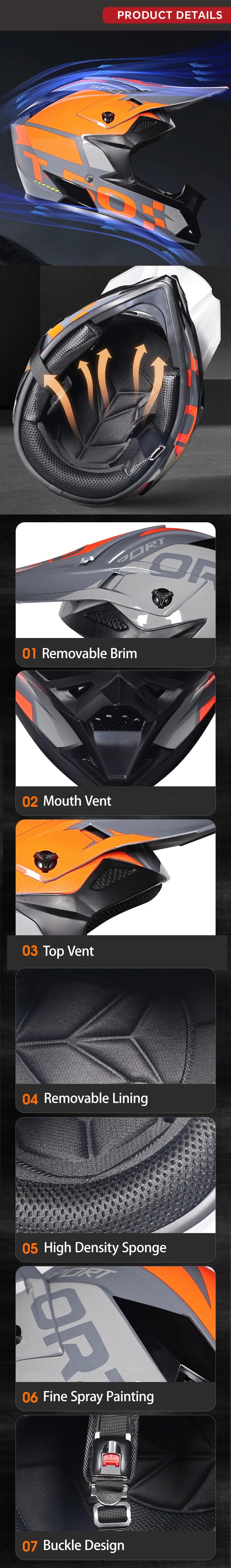 DOT Approved Off Road Helmet with Goggles Motocross Helmet Dirt Bike ATV Motorcycle Helmet Moped Dirtbike Racing Dirtbike Helmet