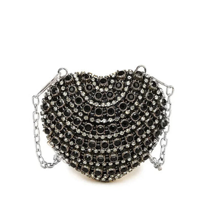 Luxury Mini Diamond Inlay Heart Shape Crystal Clutch Purse Stones Evening Wedding Party Shoulder Bag Handle Rhinestone Handbags