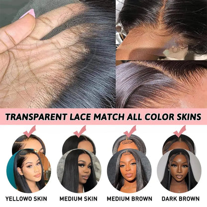 Straight Virgin Hair T13x6 Lace Front Wig Cap with Adjustable Straps,  Natural Hairline Transparent Lace Frontal Only Wig Cap