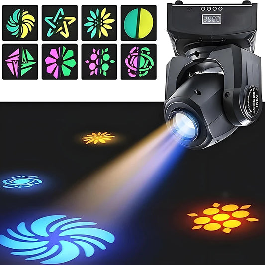 120W LED Beam Moving Head Light RGB Color Mixing 8 Patterns DMX Effect Light Rotating Stage Light for DJ Party KTV