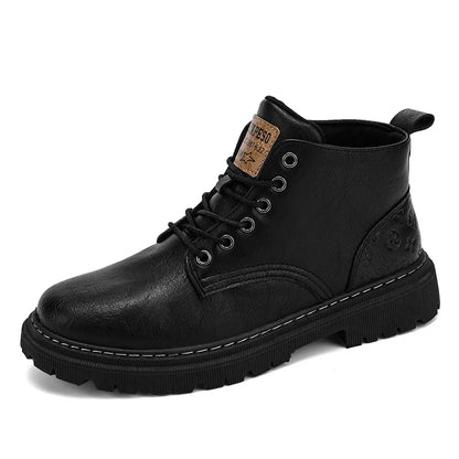 2024 New Men's Shoes High-top Leather Boots Men's Casual Fashion  Boots Retro All-match Work Shoes Fashion Desert Boots