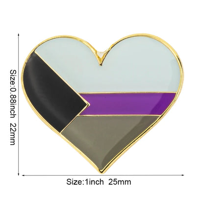 10pcs a lot Rainbow Pride Heart Shaped  Badge Symbol Pin Metal Badges Decorative Brooch Pins for Clothes Brooch Jewelry