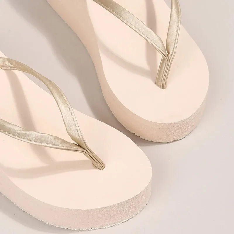 Summer Wedge Flip Flops for Women 2025 Fashion Clip Toe Platform Slippers Woman Lightweight Thick Bottom Non Slip Beach Sandals