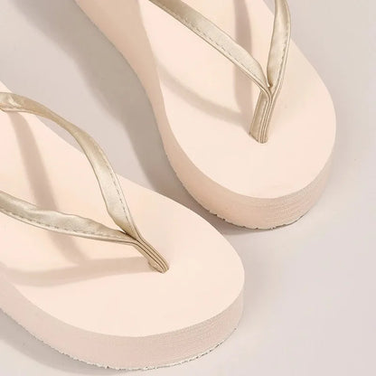 Summer Wedge Flip Flops for Women 2025 Fashion Clip Toe Platform Slippers Woman Lightweight Thick Bottom Non Slip Beach Sandals