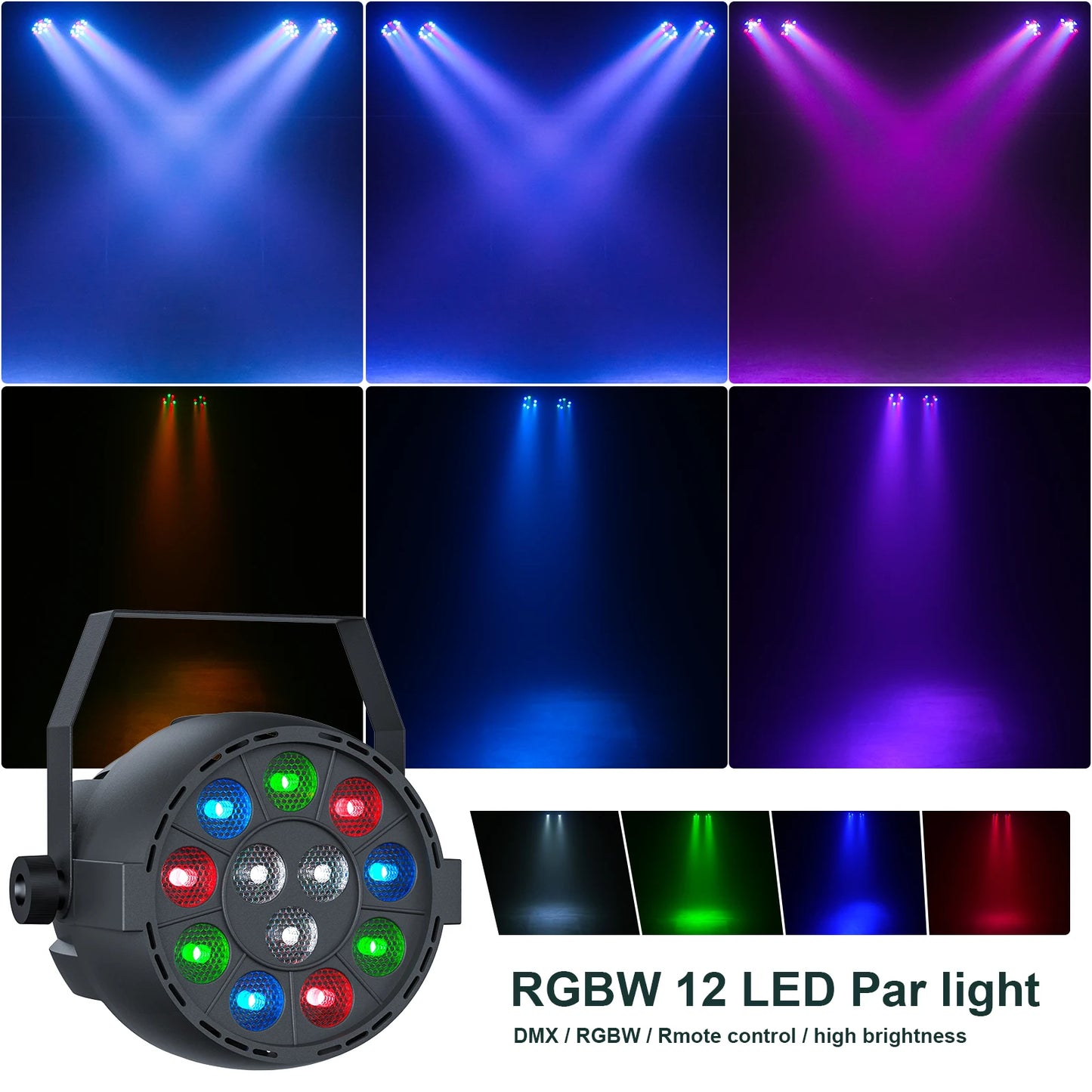 Yiflamefly 60W RGBW LED Par Lights With Bag&Bracket Combination Bracket Lights DMX Stage Light For Church Wedding Birthday Party