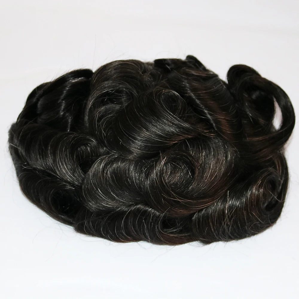 Durable Mens Wig NPU Bond Mono Pu Front Hair Replacement System Breathable Lace Mix Brown Grey 1B80 565# Human Hair Prosthesis