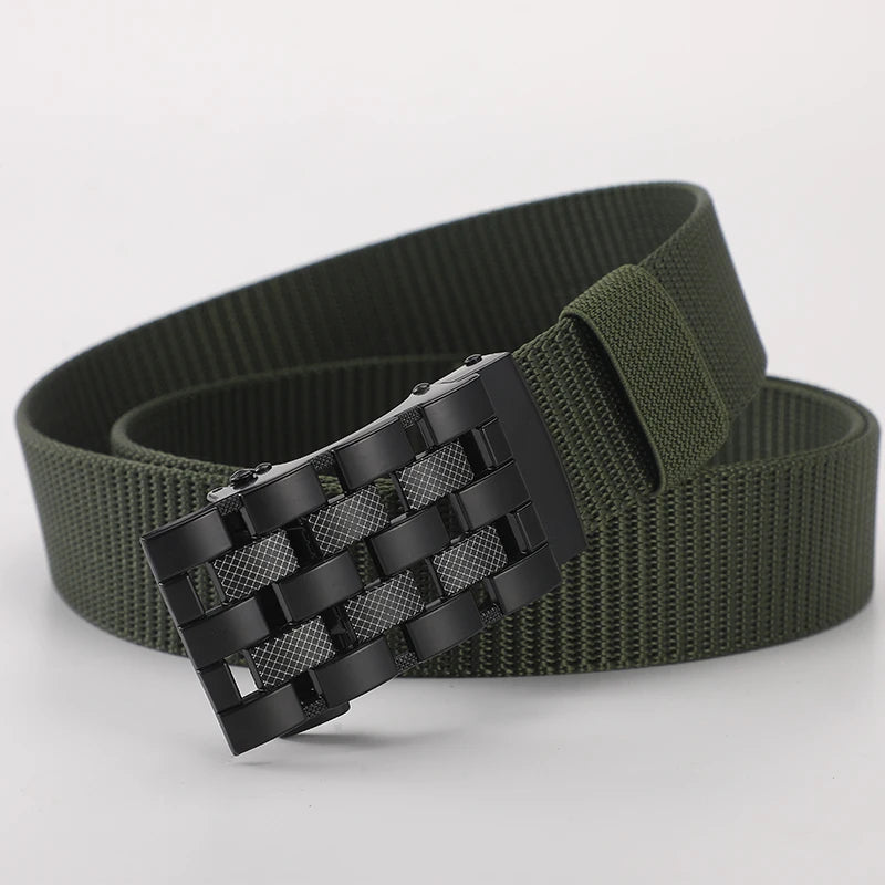 Men's Fabric Belt Nylon Canvas Automatic Belt Man Designer Belts Men Working Waistband Casual Men's Trousers Waist Belt ZX006