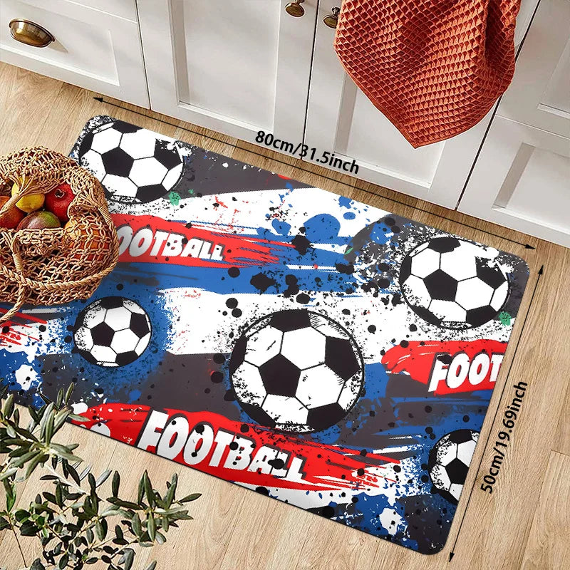 Football-Themed Suitable for Indoor Game Rooms & Soccer Decor - Machine-Washable Soft Floor Mat with Soccer, for ' Bedrooms & Ro