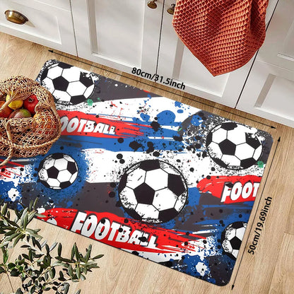 Football-Themed Suitable for Indoor Game Rooms & Soccer Decor - Machine-Washable Soft Floor Mat with Soccer, for ' Bedrooms & Ro