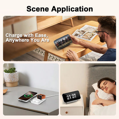 15W Wireless Chargers Magnetic 3 in 1 Foldable Stand Pad Dock Fast Charg Travel iPhone17 16 15 14 13 Pro Max Apple Watch Airpod