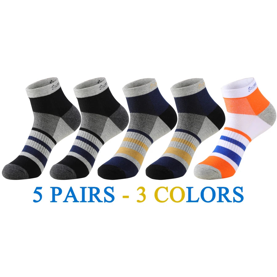 5 Pairs/Lot Mens Running Socks Casual Outdoor Sports Cotton Orange Red Stripes Compression Black 15 Styles Travel Hot Sale 2024