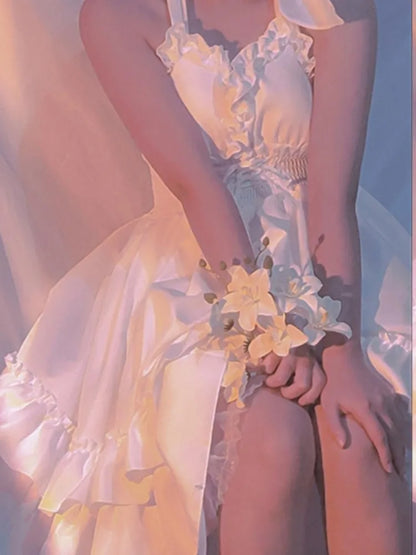 Summer Classical Elegant Suspender Dress Lolita Solid Kawaii Lolita Retro Soft Girl Tea Party JSK Suspender Dress
