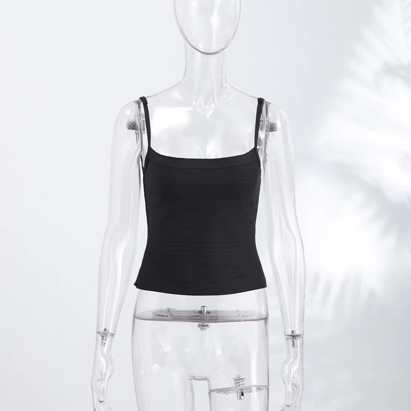 Sexy Solid Knit Women Top Stripe Sleeveless Slash Neck Pleated Female Crop Tops 2026 Spring Summer All-match Lady Knitwear