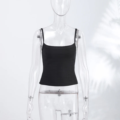 Sexy Solid Knit Women Top Stripe Sleeveless Slash Neck Pleated Female Crop Tops 2026 Spring Summer All-match Lady Knitwear