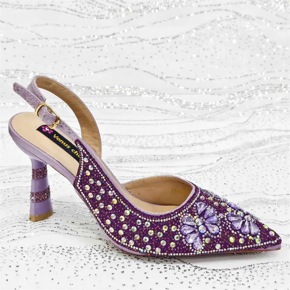 Festive Elegance: Spot Goods Dazzling Heels and Chic Long Bag Clutch Perfect Combination Of Shoes And Bag for Special Occasions
