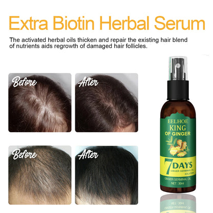 Ginger Oil Hair Booster Serum Spray Nourish Scalp Hair Follicles Refresh Control Oil Strengthen Hair Roots Nutrient Solution
