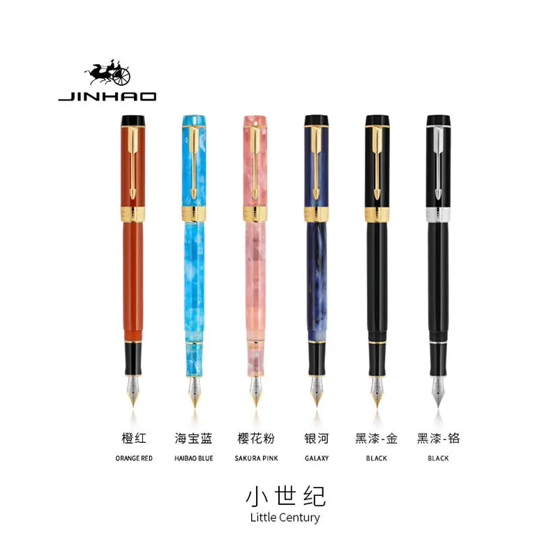 Jinhao 100 Fountain Pen Commemorative Resin Good Pen Nib 18 KGP Gold Sandwiched Thin Tod Small Business Office Gift Pen