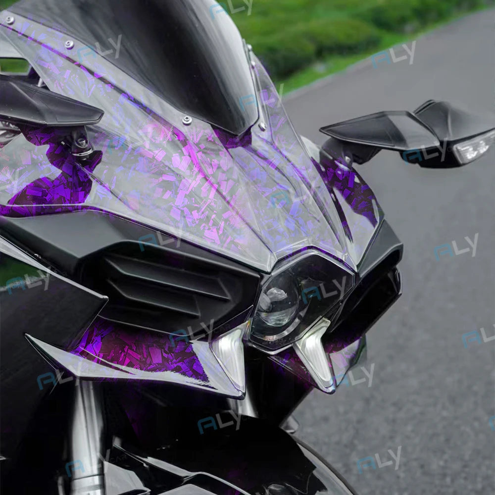 PET Carbon Fiber Sticker Vinyl Paper for Car Vinyl Wrap Glossy Auto Wrapping Cars Film Covering Laser Purple Motorcycles Vinyls