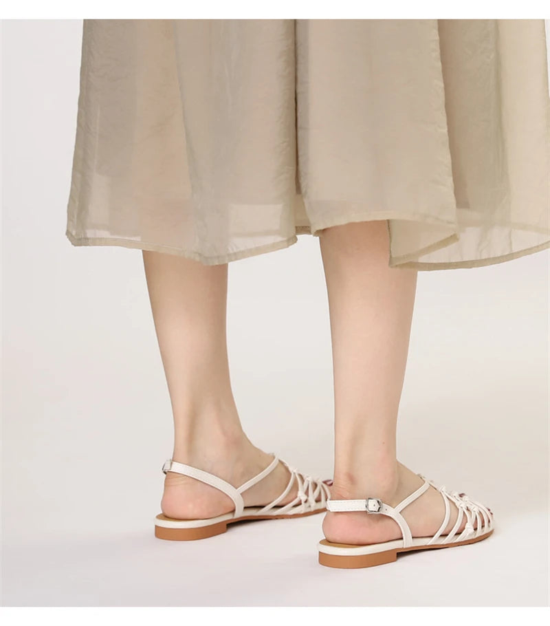 ZAROY Luxury Gold Gladiator Flat Sandals Woman Summer Narrow Band Open Toe Roman Shoes Casual Strap Sandalia Zapatos босон