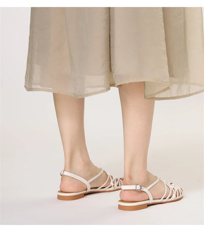ZAROY Luxury Gold Gladiator Flat Sandals Woman Summer Narrow Band Open Toe Roman Shoes Casual Strap Sandalia Zapatos босон