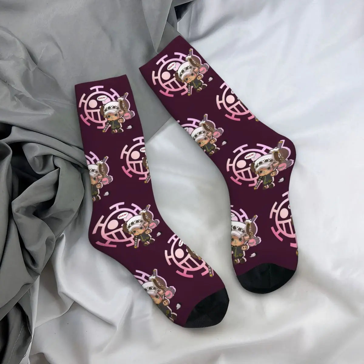 Fashion Men's Socks Harajuku Tony Tony Choppers Sock Luffys Zoros Trafalgar Law Anime Women's Socks Spring Summer Autumn Winter