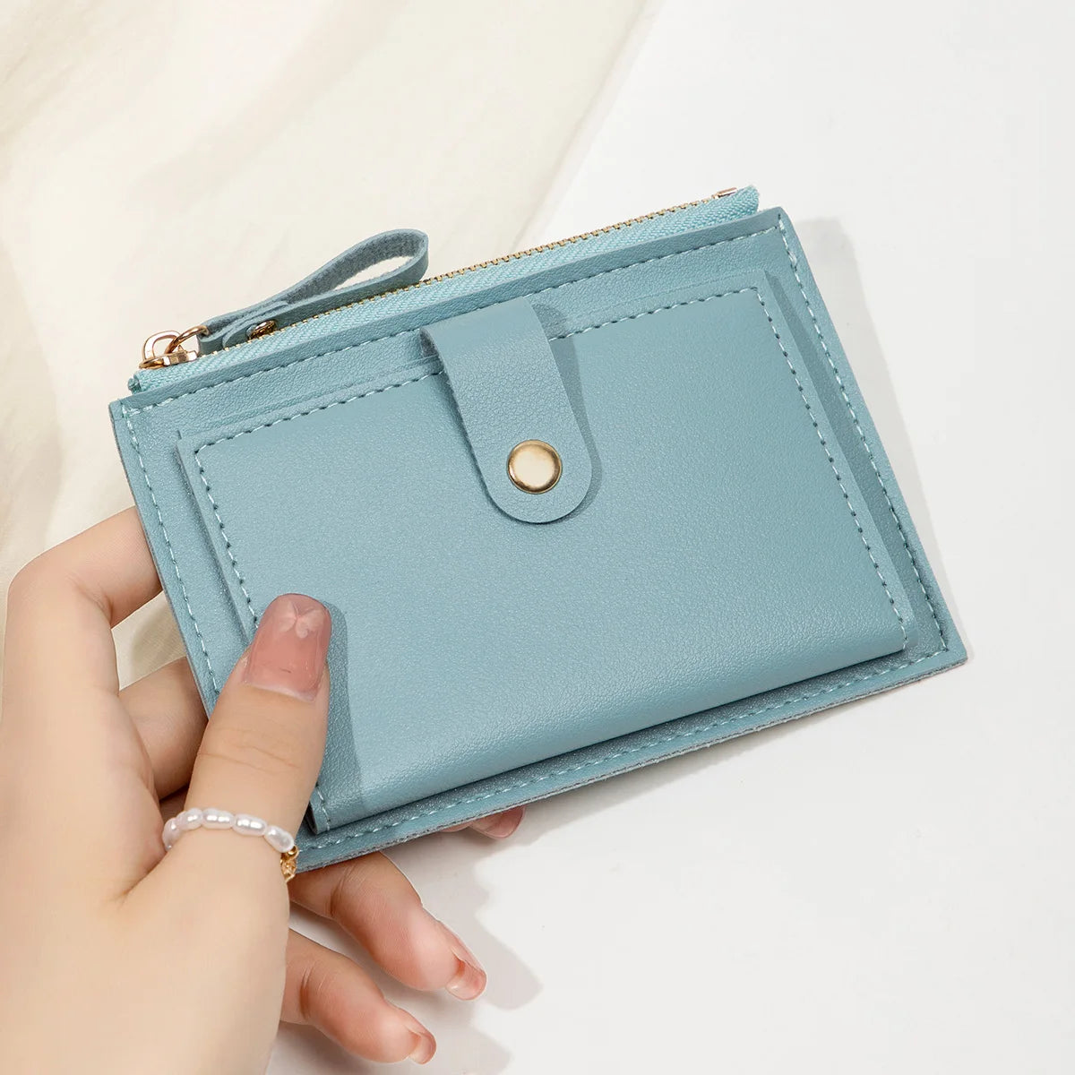 Minimalist and Fashionable Women's Short Card Bag Ultra-Thin Mini PU Leather Zero Wallet Women's Credit Card Holder Wallet