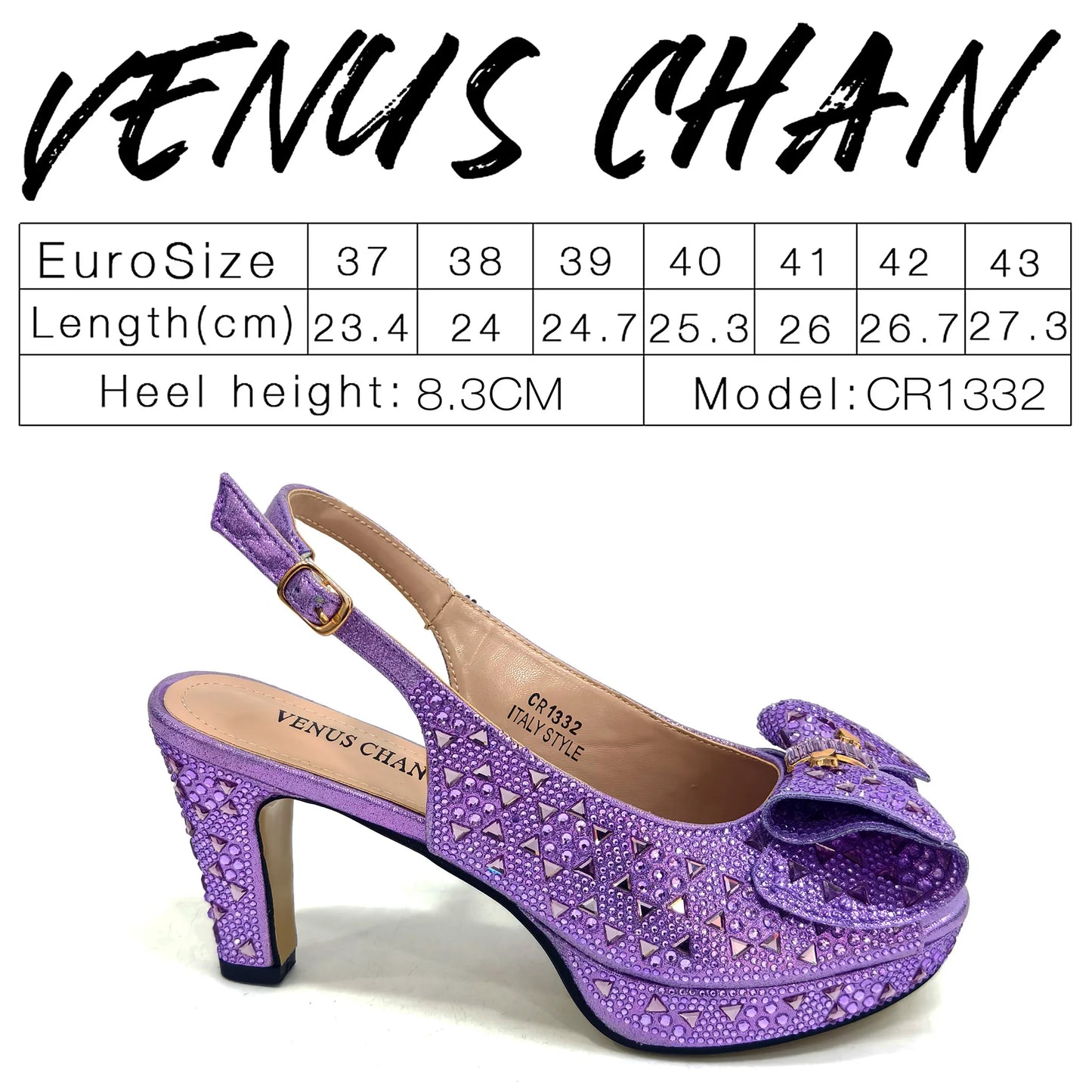 Venus Chan 2026 Women’s Italian Gold High Heels with Rhinestone Detail & Matching Bag Set - Stylish Pointed Toe Design