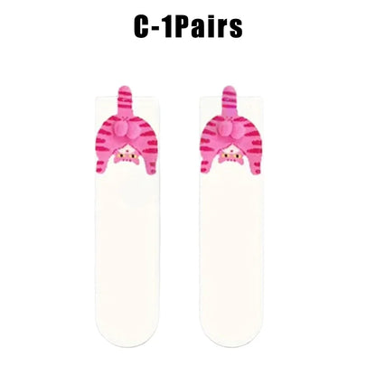 Cute Cat Socks with Balls Funny Cotton Socks Breathable Soft Cotton Socks Girl Women Socks Novelty Gifts for Cat Lovers
