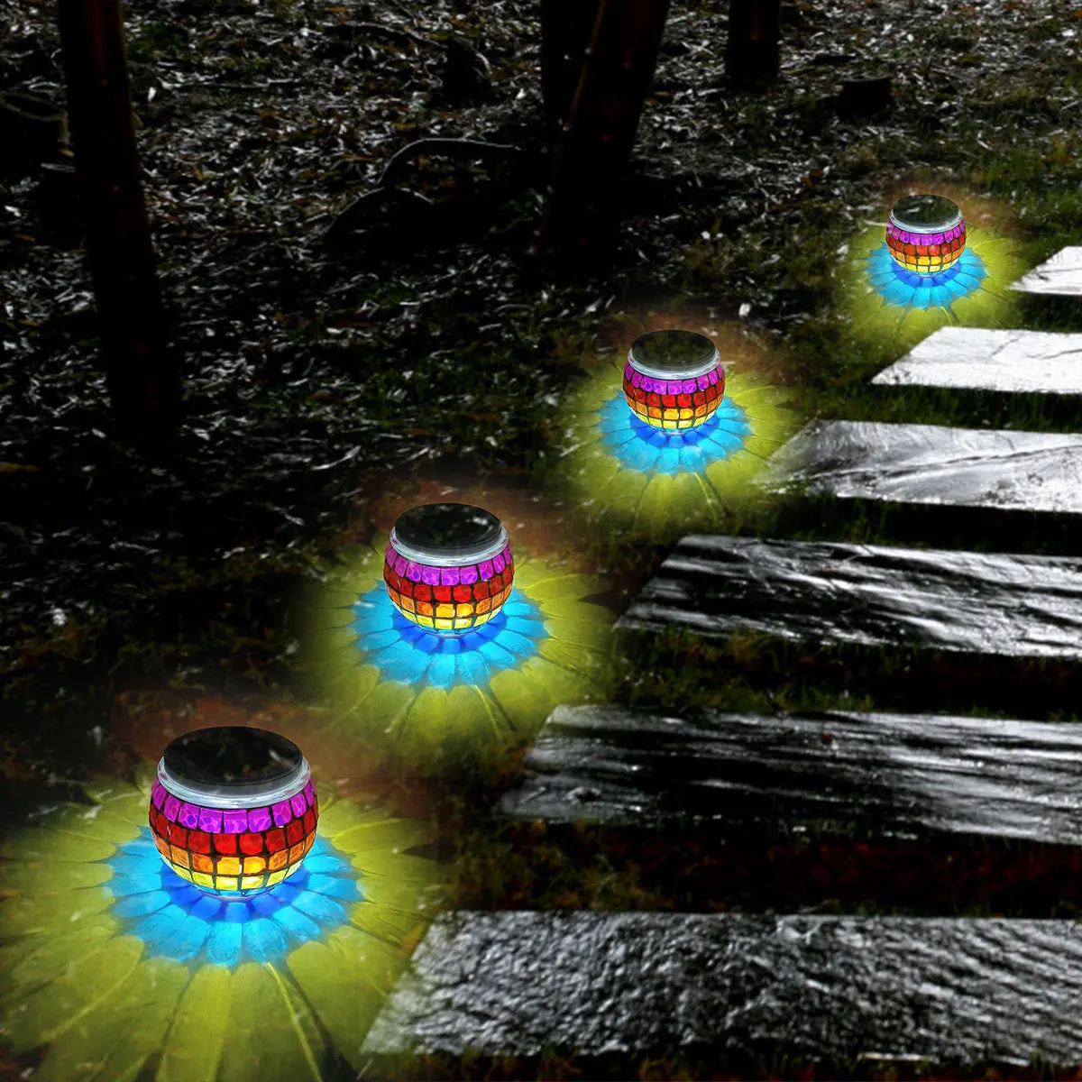 Mosaic LED Solar Hollow Light Lawn Lamp Outdoors Waterproof Outdoor Solar Lawn Light Colorful Changing Yard Balcony Lamps 2023
