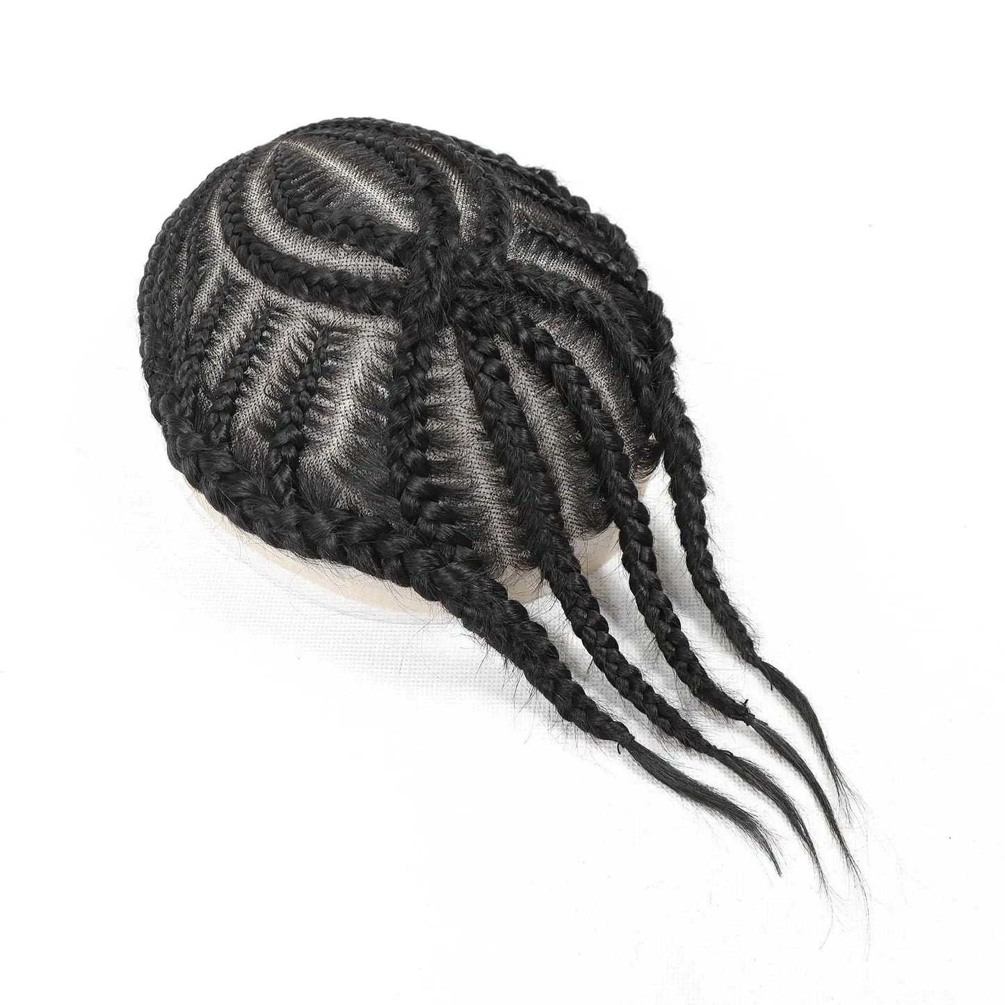 Cornrow Box Braided Men's Toupee Full Lace Male Toupee For Men Hairpieces Black Human Hair Wigs Replacement Systems Hair Patch