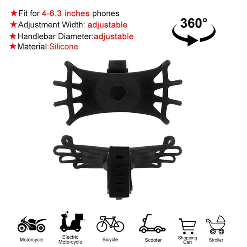 360 Rotatable Bicycle Phone Holder Motorcycle Stand Bracket Silicone GPS Support For Iphone 11 Xiaomi 10 Huawei P40