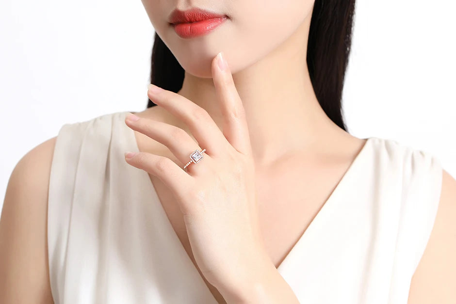 Original 925 Sterling Silver Ring Love Heart Pave CZ Crystal Stackable Rings For Women Wedding Engagement Birthday Gift Jewelry
