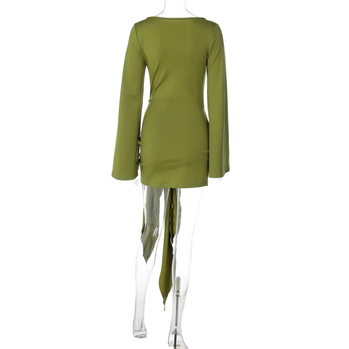 Dulzura 2025 Autumn Fashion Elegant O-Neck Long Sleeve Slim Fit Lace Up Mini Dress Ladies Solid Casual Clothes Party Club Outfit