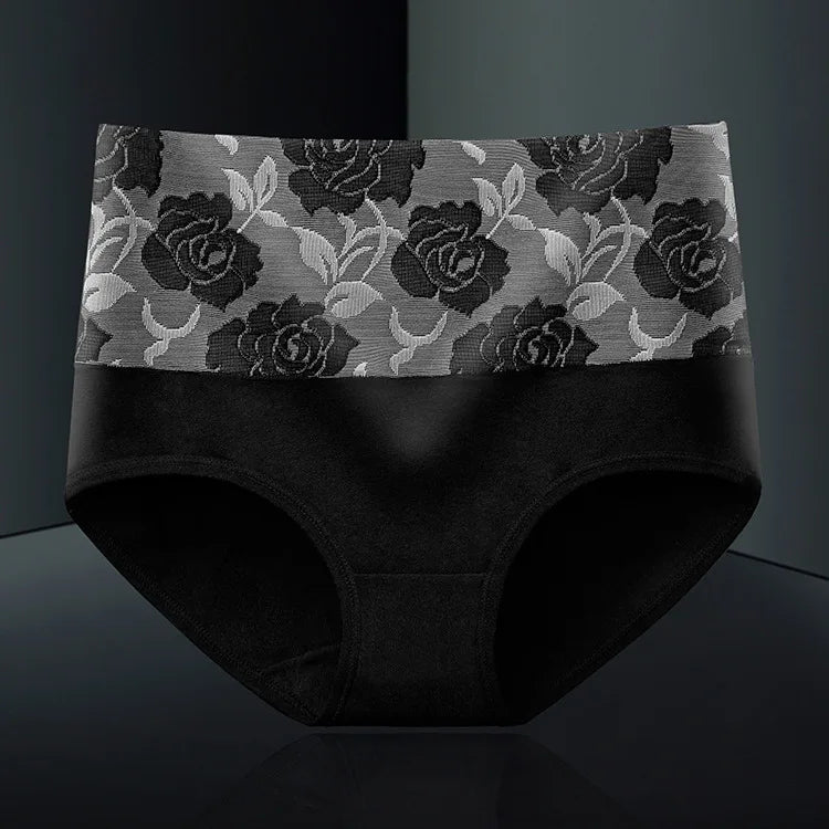 2Pcs Plus Size Women's Cotton Underwear High Waisted Tummy Control Panties Full Coverage Briefs Jacquard Ladies Panty Shaper