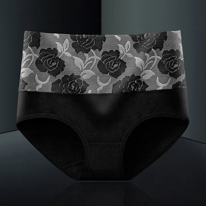 2Pcs Plus Size Women's Cotton Underwear High Waisted Tummy Control Panties Full Coverage Briefs Jacquard Ladies Panty Shaper