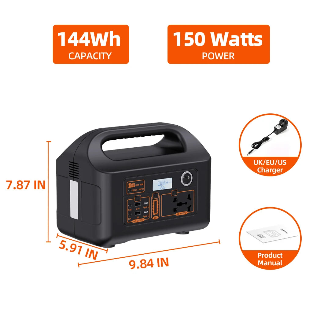 150W Portable Power Station Power Generator 110V 220V LED Light Emergency Solar Power Bank for Outdoor Camping Travel