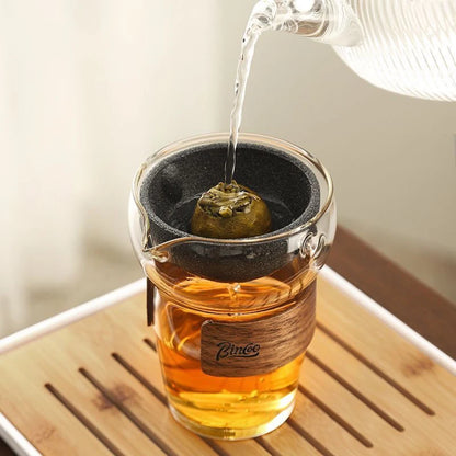 360 Rotation Poreless Filtration Teapot Glass Tea Maker Infuser Semi-Automatic Teaware for Home Office Travel Gong Fu Tea set