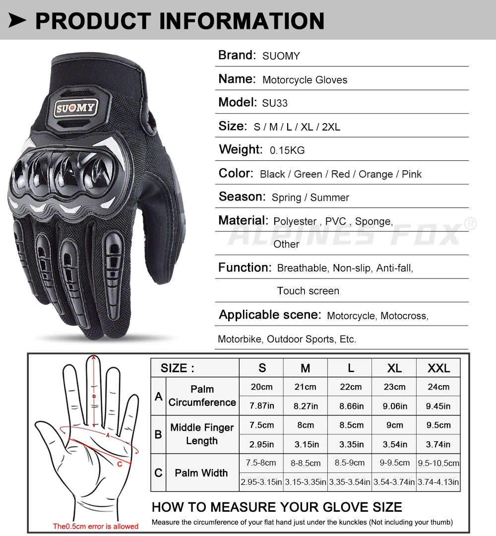 VEMAR Summer Motorcycle Gloves Men Black Full Finger Touchscreen Cycling ATV MTB Guantes Moto Luvas Bike Riding Glove Women Red