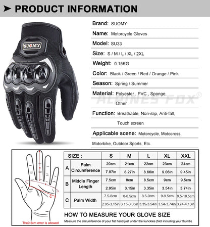 VEMAR Summer Motorcycle Gloves Men Black Full Finger Touchscreen Cycling ATV MTB Guantes Moto Luvas Bike Riding Glove Women Red