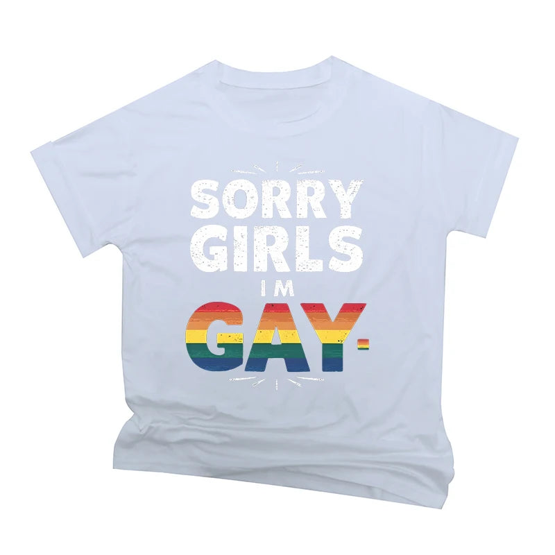 Rainbow Bananas "Sorry Girls I Like Bananas" Print T Shirt Vintage Men Short Sleeve Fun Gay Tees Casual Pride Month LGBTQ Tshirt